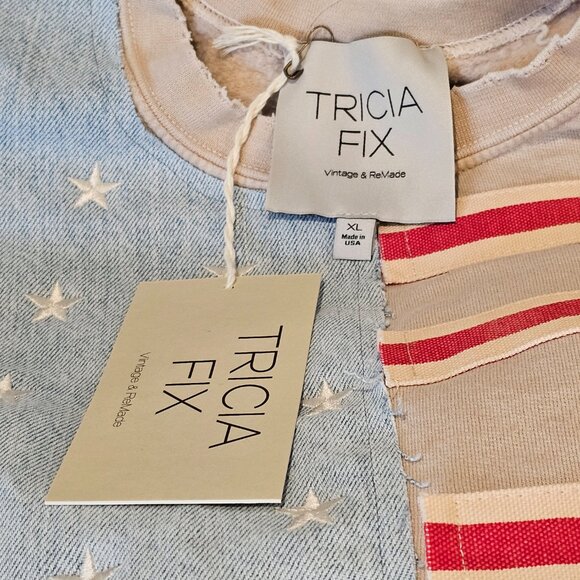 Free People X Tricia Fix Flag Sweatshirt NWT XL MSRP $298 *must have* SOLD OUT - Picture 8 of 14
